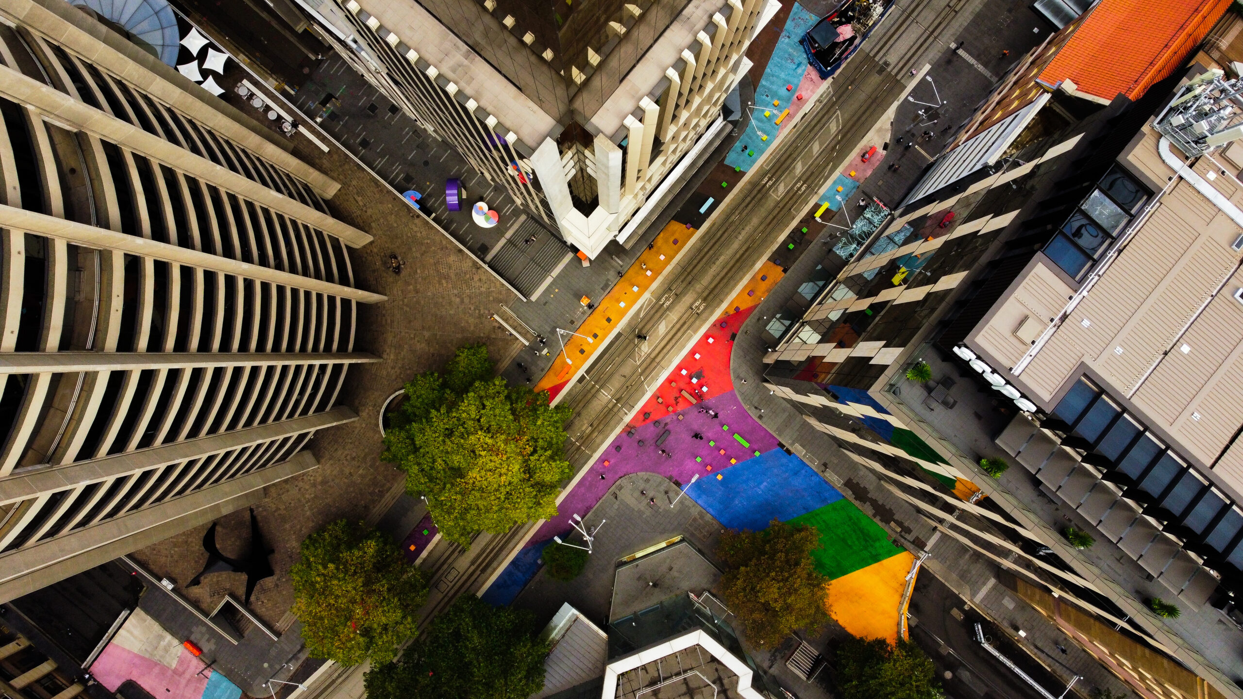 Aerial view of Sydney city streets